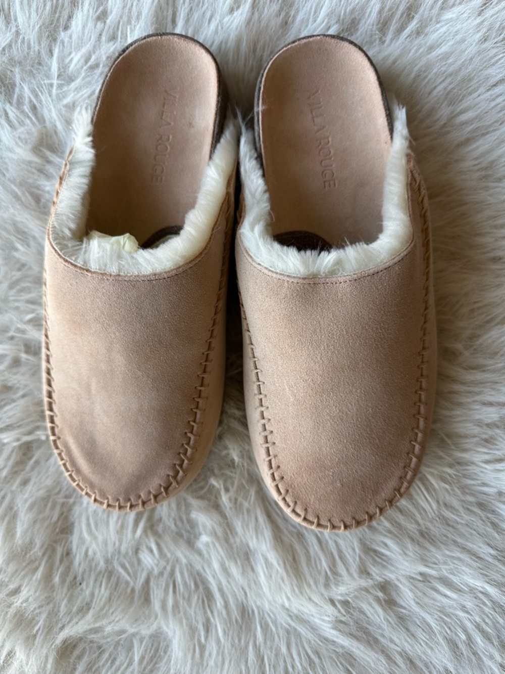Villa Rouge Valdez Suede Nude Slip-On Slippers in Light Tan mules 6.5 leather